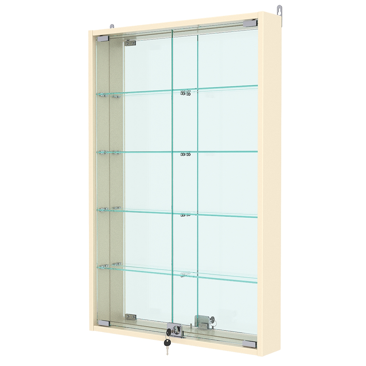 Витрина настенная №2-2АУ с зеркалом, Крем Вайс