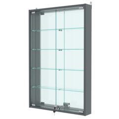 Витрина настенная №2-2АУ с зеркалом, Темно-Серый