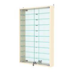 Витрина настенная №2-6АУ с зеркалом, Крем Вайс