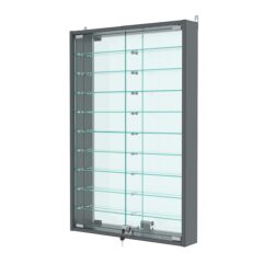 Витрина настенная №2-6АУ с зеркалом, Темно-Серый