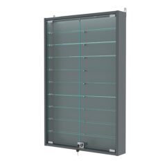 Витрина настенная №2-7АУ с подсветкой, Темно-Серый