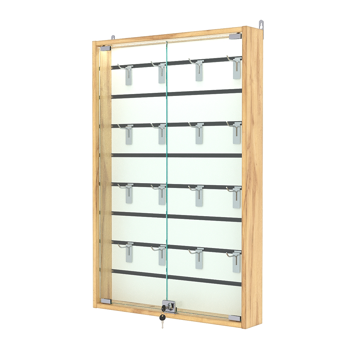 Витрина настенная №2-2БУ с экономпанелью и с подсветкой (без полок), Дуб Золотистый