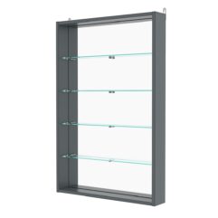 Витрина настенная №2-2ГУ с зеркалом, Темно-Серый