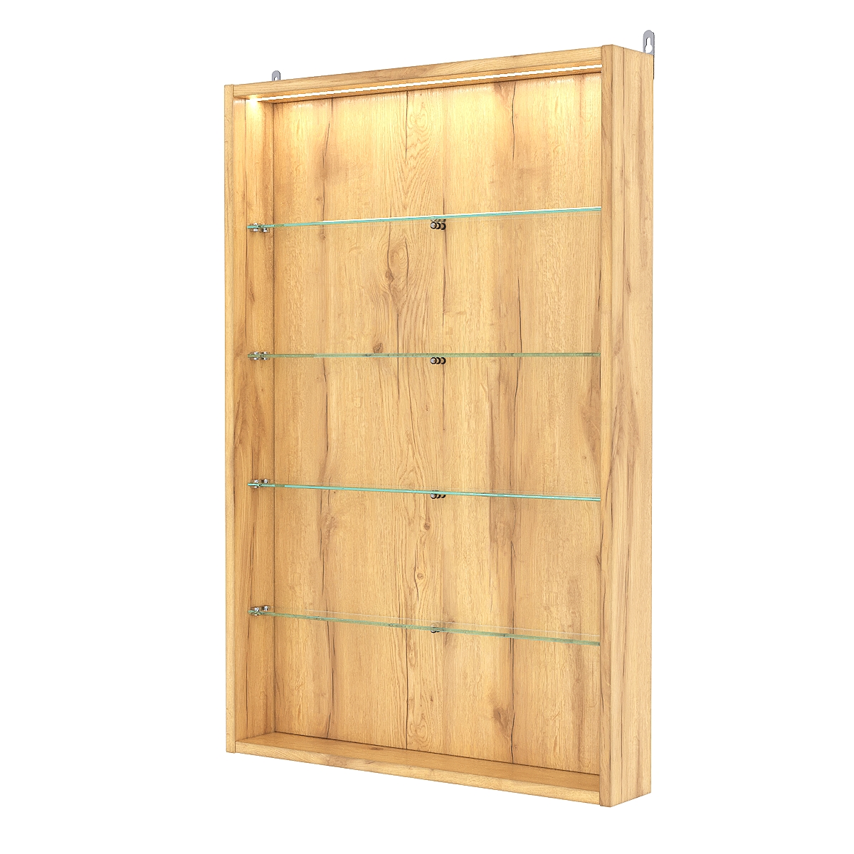 Витрина настенная №2-3ГУ с подсветкой, Дуб Золотистый