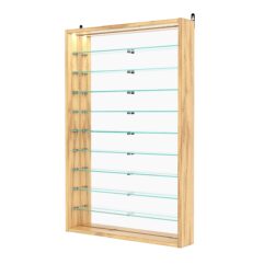 Витрина настенная №2-8ГУ с зеркалом и с подсветкой, Дуб Золотистый