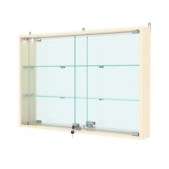 Витрина настенная №3-4АУ с зеркалом и с подсветкой, Крем Вайс