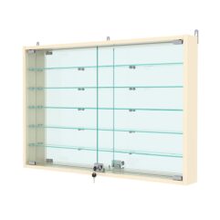 Витрина настенная №3-6АУ с зеркалом, Крем Вайс