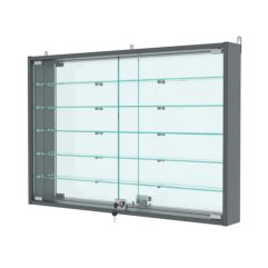 Витрина настенная №3-6АУ с зеркалом, Темно-Серый