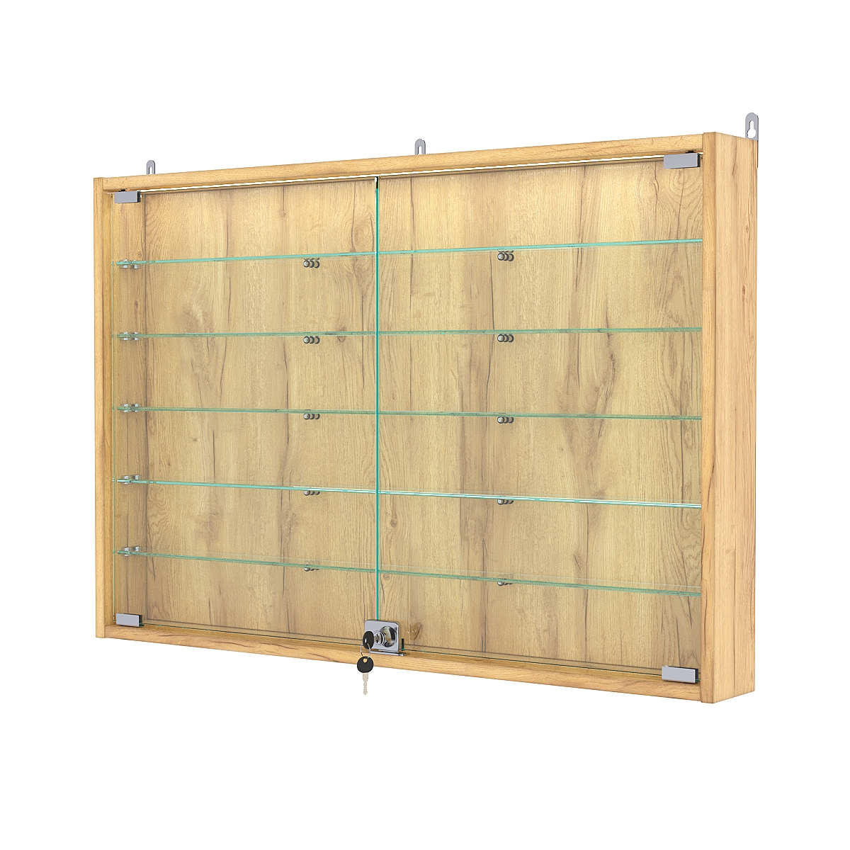 Витрина настенная №3-7АУ с подсветкой, Дуб Золотистый