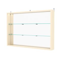 Витрина настенная №3-4ГУ с зеркалом и с подсветкой, Крем Вайс