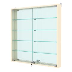 Витрина настенная №4-2АУ с зеркалом, Крем Вайс