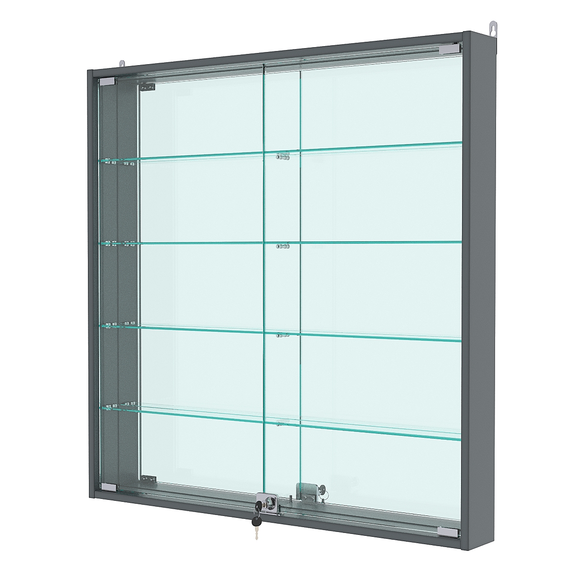 Витрина настенная №4-2АУ с зеркалом, Темно-Серый