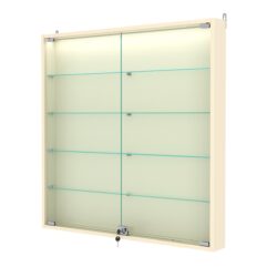 Витрина настенная №4-3АУ с подсветкой, Крем Вайс