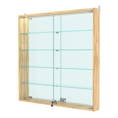 Витрина настенная №4-4АУ с зеркалом и с подсветкой, Дуб Золотистый