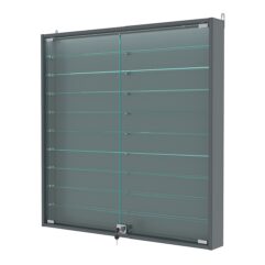 Витрина настенная №4-7АУ с подсветкой, Темно-Серый