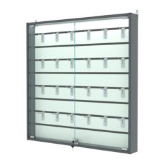 Витрина настенная №4-2БУ с экономпанелью, без полок, с подсветкой, Темно-Серый