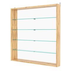 Витрина настенная №4-2ГУ с зеркалом, Дуб Золотистый