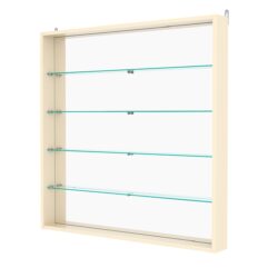 Витрина настенная №4-2ГУ с зеркалом, Крем Вайс