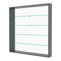 Витрина настенная №4-2ГУ с зеркалом, Темно-Серый