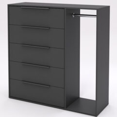 Комод НОРДМЕЛА с платяной штангой, Черный