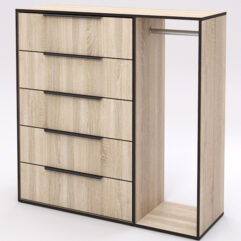 Комод НОРДМЕЛА с платяной штангой, Дуб Сонома, кромка Дуб Венге