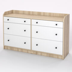 Комод ХАУГА с 6 ящиками, Дуб Сонома и Белый