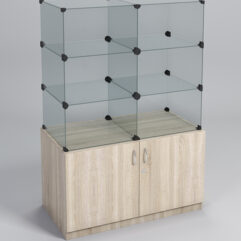 Прилавок КУБ №1 (без стеклянных дверок, передняя стенка - стекло), Дуб Сонома
