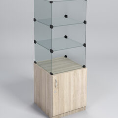 Прилавок КУБ №2 (без стеклянных дверок, передняя стенка - стекло), Дуб Сонома