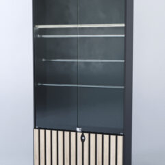 Витрина Смоки №3, Черный + Дуб Сонома