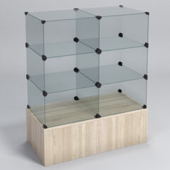 Прилавок КУБ №3 (без стеклянных дверок, передняя стенка - стекло), Дуб Сонома