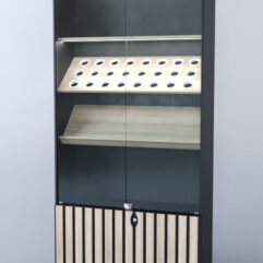 Витрина Смоки №7, Черный + Дуб Сонома