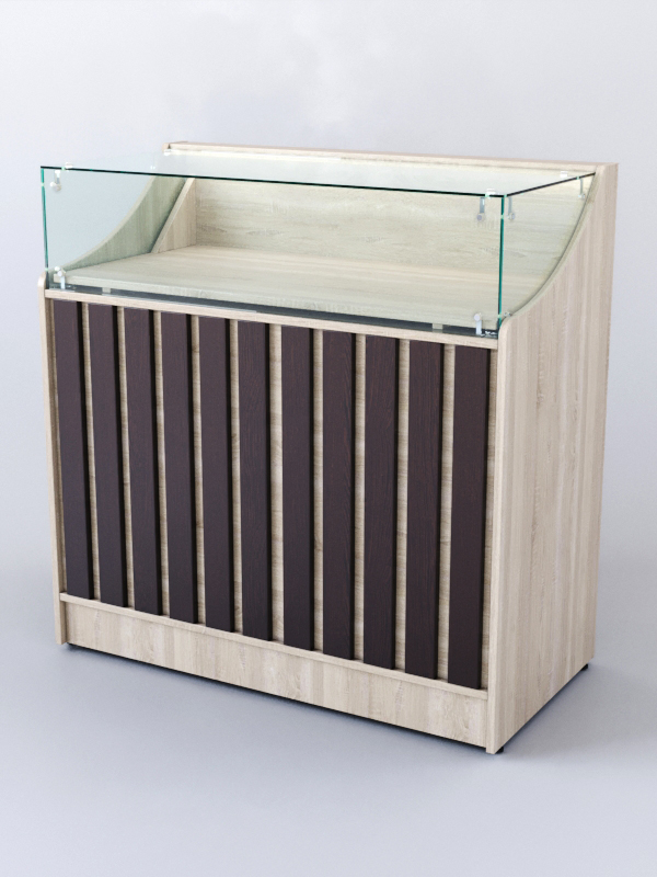 Прилавок со стеклом Смоки №1, Дуб Сонома + Дуб Венге