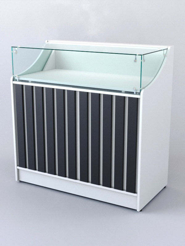 Прилавок со стеклом Смоки №2, Белый + Черный