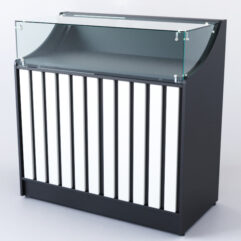 Прилавок со стеклом Смоки №2, Черный + Белый