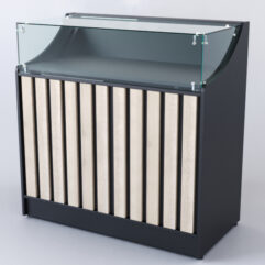 Прилавок со стеклом Смоки №2, Черный + Дуб Сонома