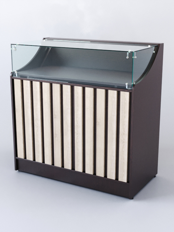 Прилавок со стеклом Смоки №2, Дуб Сонома + Дуб Венге