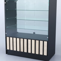 Прилавок со стеклом Смоки №3, Черный + Дуб Сонома