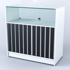 Прилавок со стеклом Смоки №4, Белый + Черный