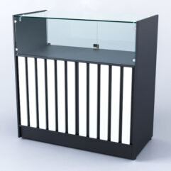 Прилавок со стеклом Смоки №4, Черный + Белый