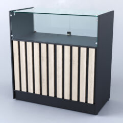 Прилавок со стеклом Смоки №4, Черный + Дуб Сонома