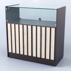 Прилавок со стеклом Смоки №4, Дуб Венге + Дуб Сонома