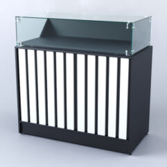 Прилавок со стеклом Смоки №5, Черный + Белый