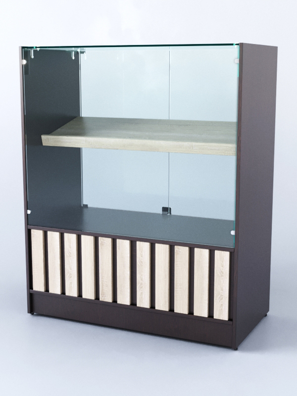 Прилавок со стеклом Смоки №6, Дуб Венге + Дуб Сонома