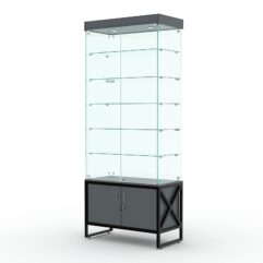 Витрина стеклянная ЛОФТ СТИЛЬ №501 (с дверками, задняя стенка - стекло), Темно-Серый