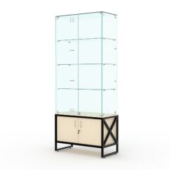 Витрина стеклянная ЛОФТ СТИЛЬ №5 (с дверками, задняя стенка - стекло), Крем Вайс