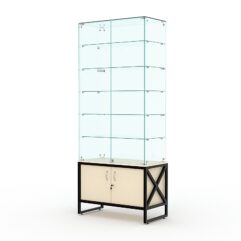 Витрина стеклянная ЛОФТ СТИЛЬ №505 (с дверками, задняя стенка - стекло), Крем Вайс