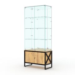Витрина стеклянная ЛОФТ СТИЛЬ №7 (с дверками, задняя стенка - зеркало), Дуб Золотистый