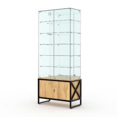 Витрина стеклянная ЛОФТ СТИЛЬ №507 (с дверками, задняя стенка - зеркало), Дуб Золотистый