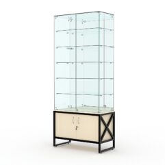Витрина стеклянная ЛОФТ СТИЛЬ №507 (с дверками, задняя стенка - зеркало), Крем Вайс