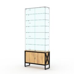 Витрина стеклянная ЛОФТ СТИЛЬ №33 (с дверками, задняя стенка - стекло), Дуб Золотистый